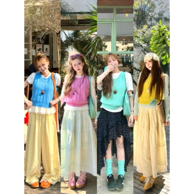 林诗琦NICKIDAILY五色针织马甲女