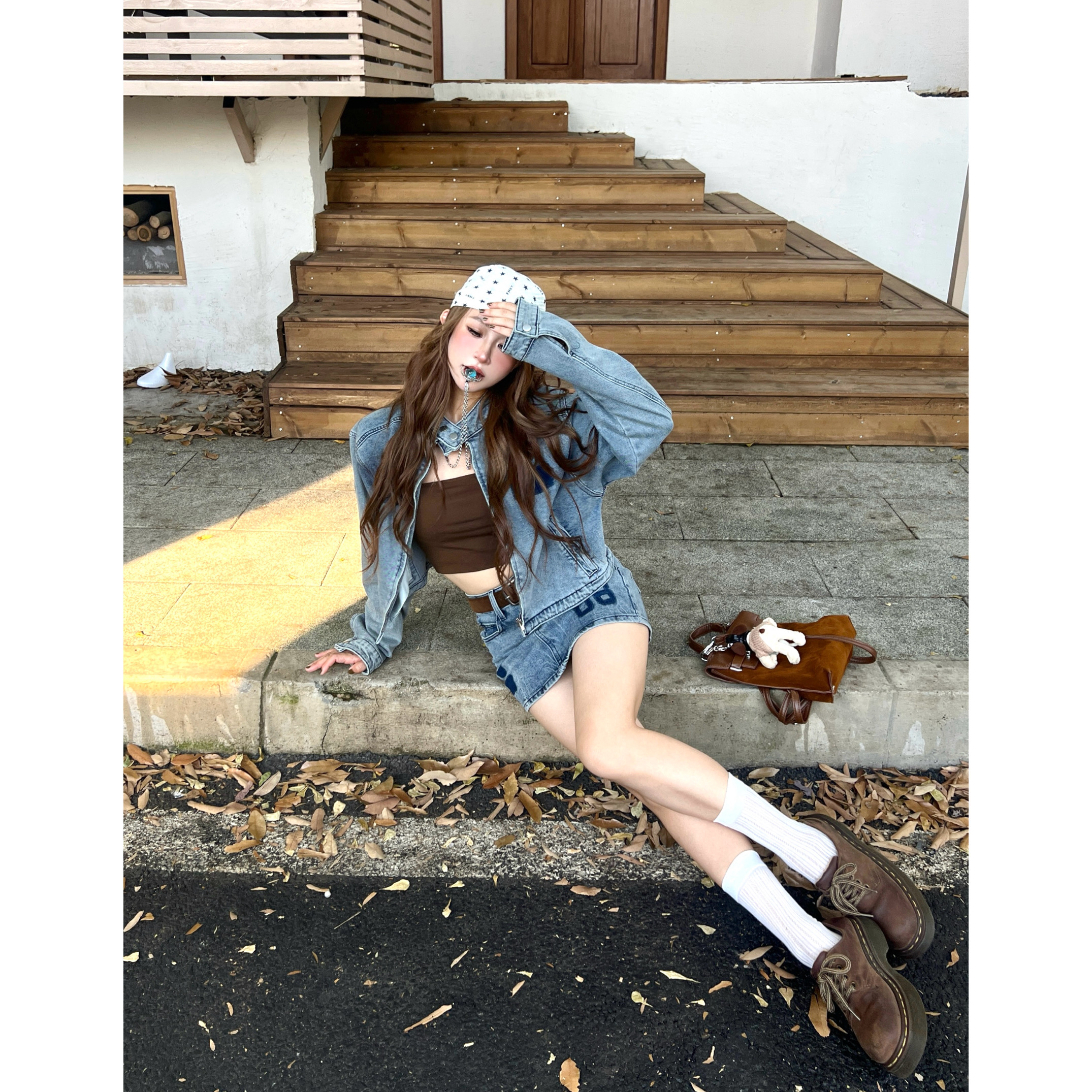 林诗琦NICKIDAILY外套短裙两件套