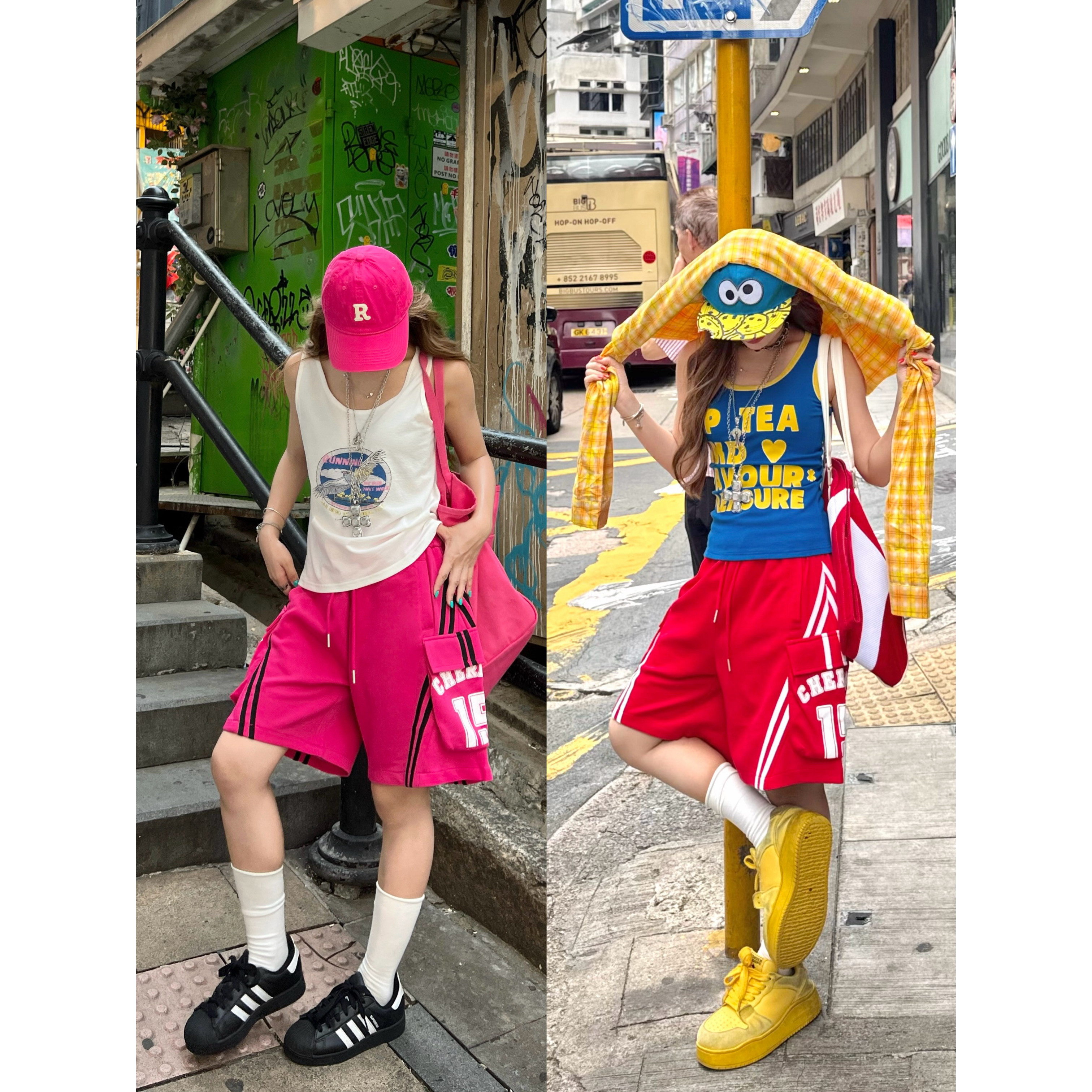 林诗琦NICKIDAILY拼接口袋五分裤