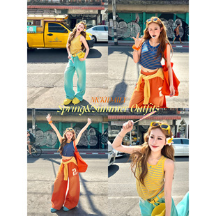 林诗琦NICKIDAILY「泰兰德时刻」两色条纹修身显瘦背心上衣女夏