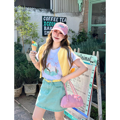 林诗琦NICKIDAILY薄荷曼波】复古水洗牛仔半身裙高腰显瘦短裙女