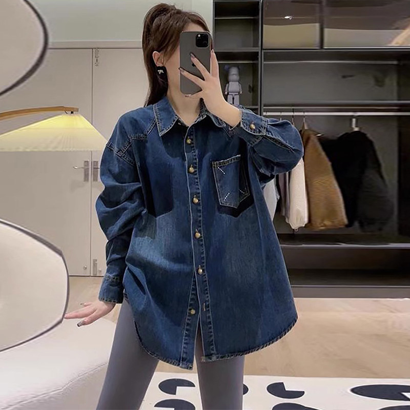 今年流行漂亮薄外套牛仔外套女款2025新款女宽松慵懒风大码mm巨显