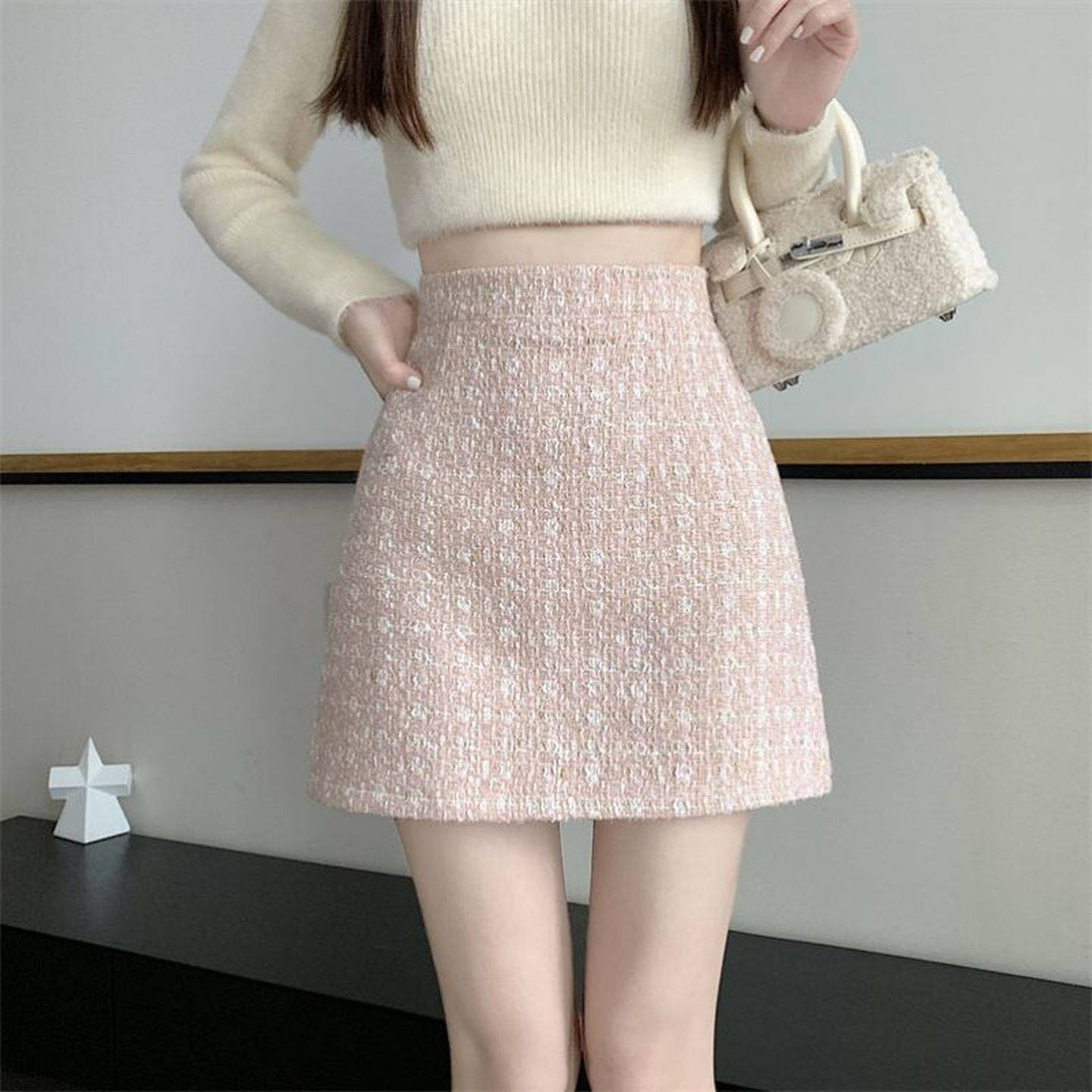 巨好看的短半裙适合小个子的冬天短裙a字裙梨型身材半身裙冬短款