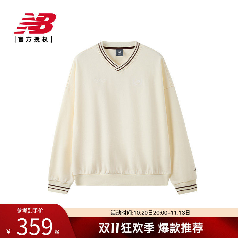 New Balance NB官方26女冬季圆V领休闲百搭时尚运动卫衣WT6144GC