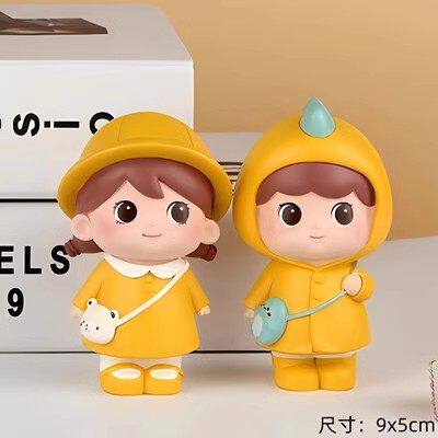 包邮黄衣萌萌小女孩生日蛋糕装饰摆件黄色帽子可爱人偶女娃娃插件