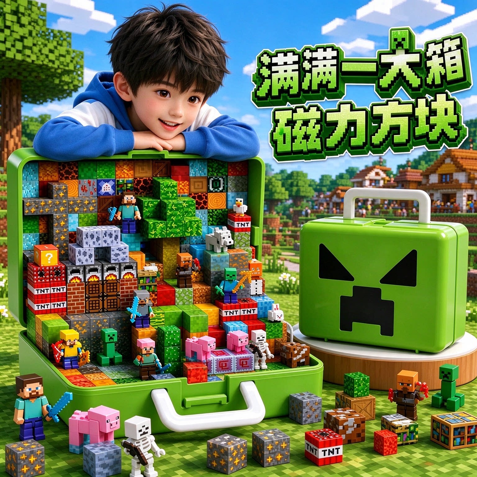 我的世界磁力拼装积木益智拼图