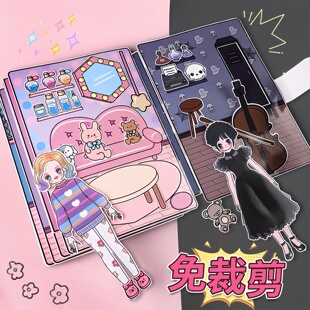 黑色星期三磁力安静书新款女孩公主儿童玩具贴纸换装女童手工2025