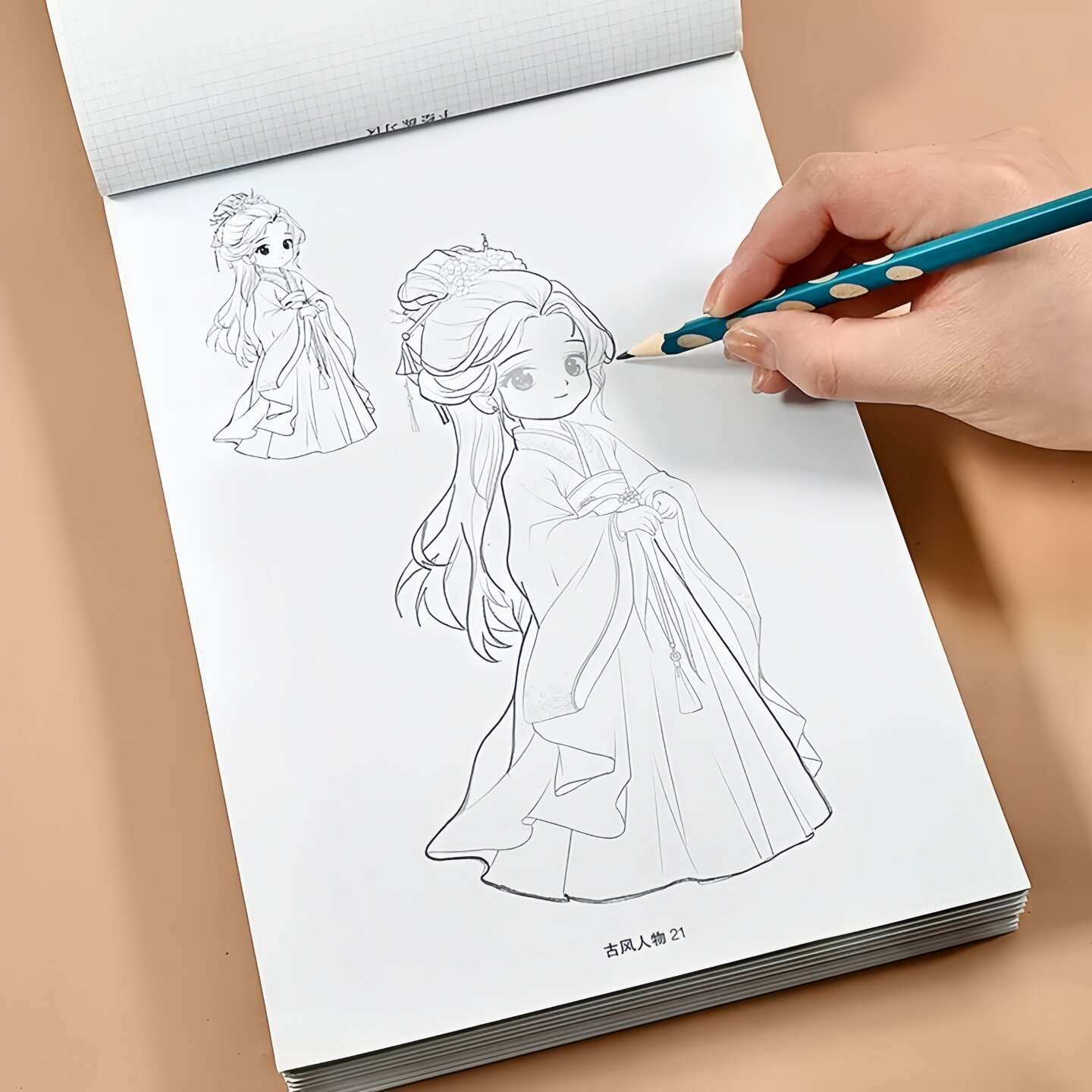 漫画入门手绘描摹本动漫人物线描画画本子二次元公主女孩古风自学零基础教程书绘画素描本白描临摹本练习画册图片