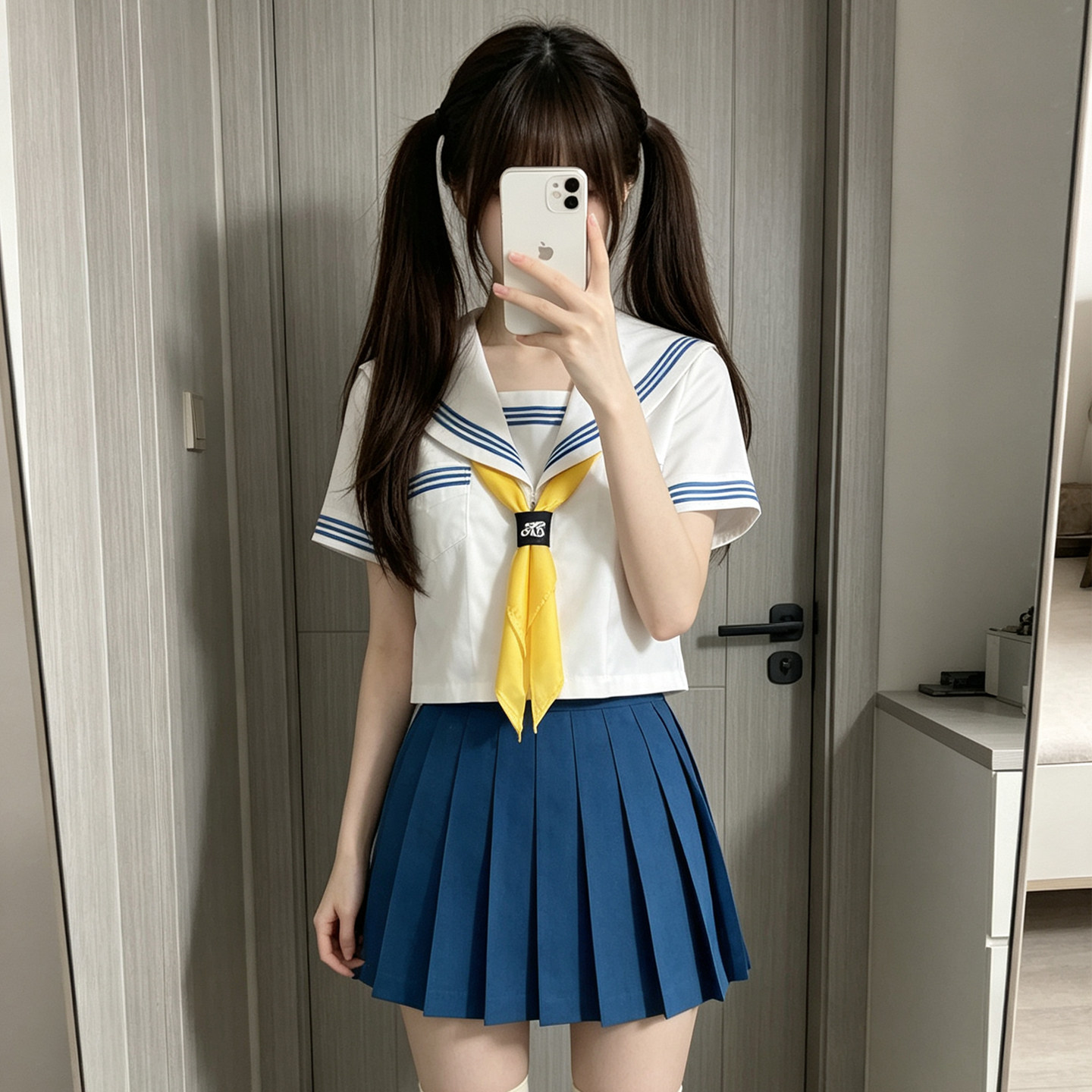 妙也可原创正版蓝三本基础款日系JK制服裙学院风校供学生短袖套装