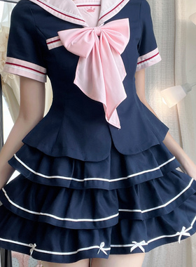 妙也可原创水手服jk蓬蓬裙百褶裙显瘦学生校服风高中校服裙