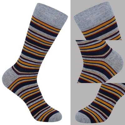 Large length striped men's socks made of pure cotton, thin