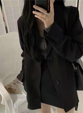小香风黑色小西装女2023autumn women black blazer coats jacket