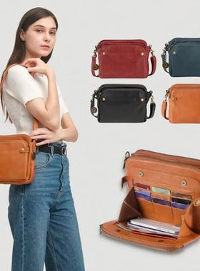 Women's Three-Layer PU Leather Crossbody Shoulder Bag, Ladie