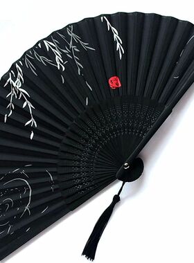 Bamboo Folding Fan silk Chinese Stylefan Hand Held Anitque A