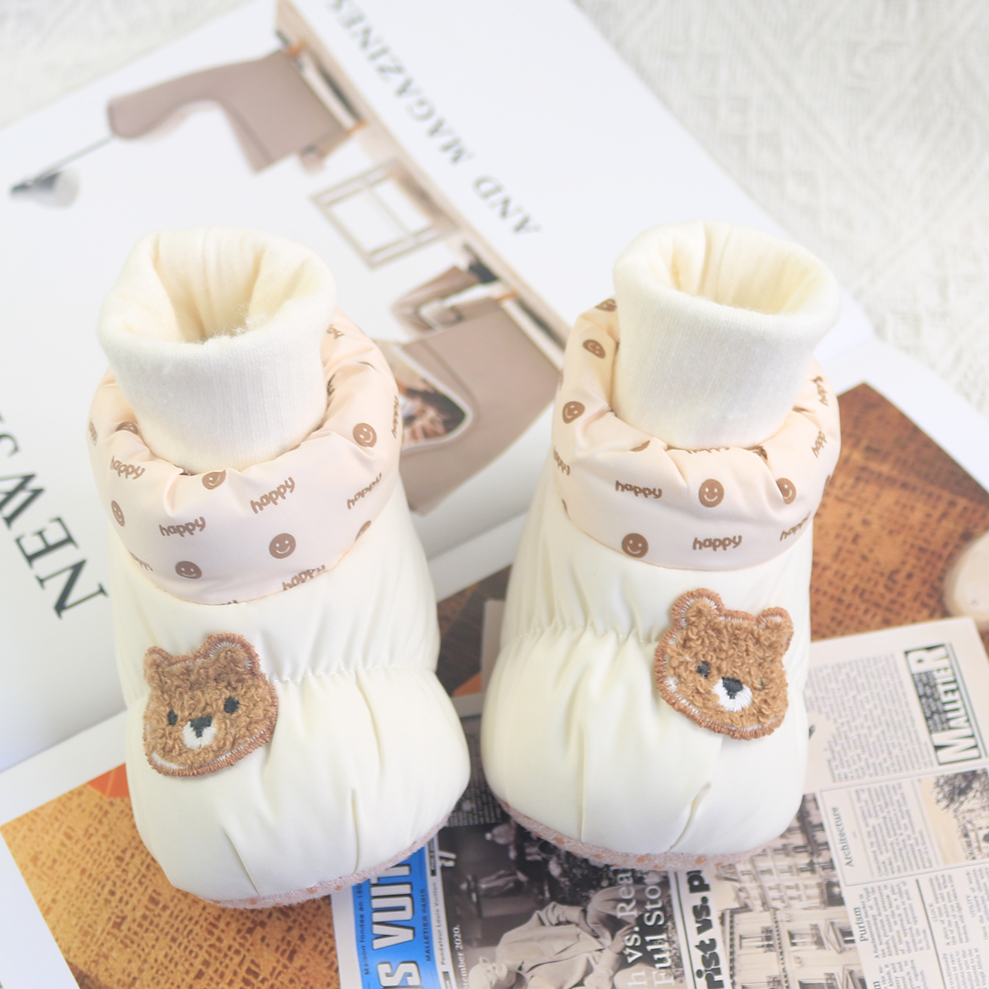 婴儿鞋子冬加绒保暖护脚袜子一体