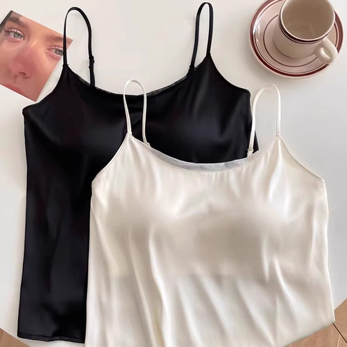 细肩带真丝内搭绸缎面文胸美背