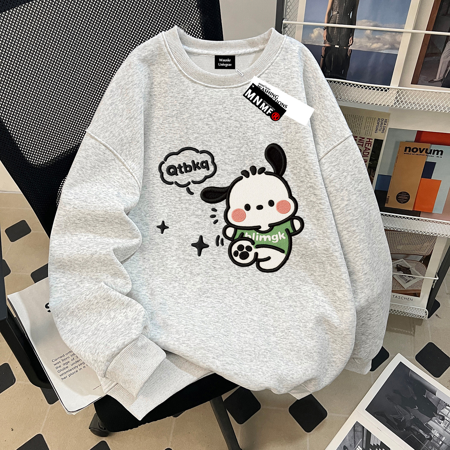 秋季装2025新款女童帕恰狗薄款圆领卫衣韩版百搭中大童仿刺绣上衣