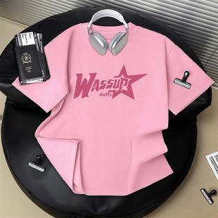 夏季新款男女童100%纯棉短袖t恤美式简约字母印花中大童上衣服潮