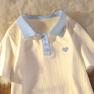 女童纯棉短袖T恤Polo衫2026夏装新款小众国潮潮流宽松女大童上衣