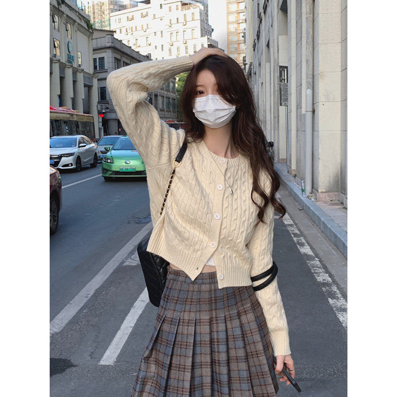 麻花开 衫毛衣女外套秋冬内搭学院风灰色红色针织衫小个子短款上,个性定制/设计服务/DIY,棉服工装,淘宝优惠券,粉丝福利购,淘宝优惠卷