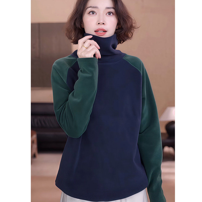 2025年秋冬季新款加厚高领套头拼色插肩奥粒绒卫衣女保暖内搭上衣,个性定制/设计服务/DIY,棉服工装,淘宝优惠券,粉丝福利购,淘宝优惠卷