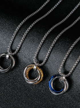 三环戒指男士项链潮嘻哈
