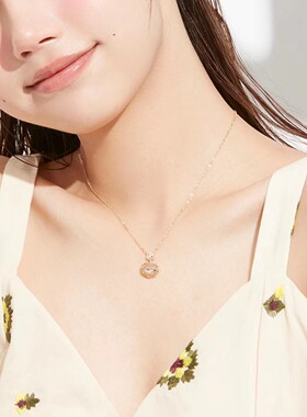 2023年新款国风如意平安锁项链 事事如意白玉髓锁骨链