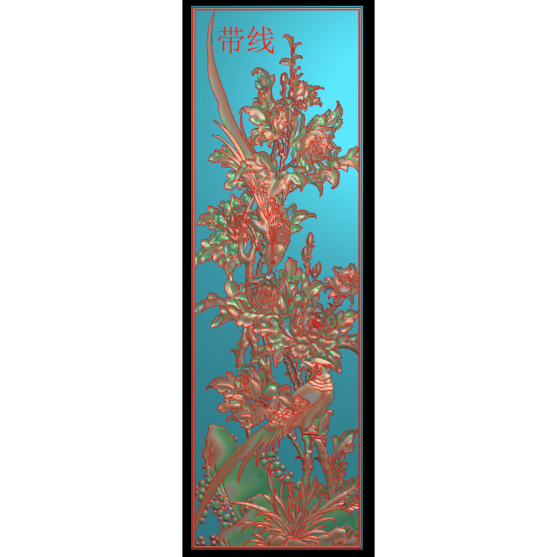 精雕图花鸟沙发背板 浮雕竖版灰度后背门板JDP电脑雕刻春夏秋冬H5