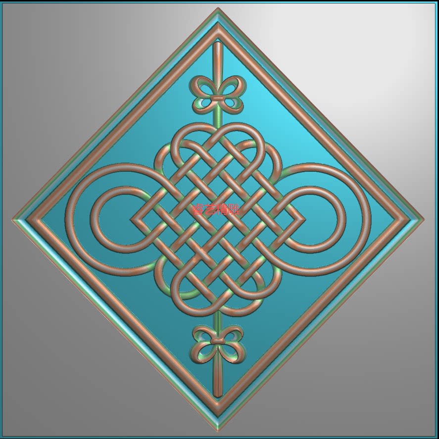 精雕图浮雕灰度图雕刻镂空中国结门花挂饰门板吉祥结木雕H149