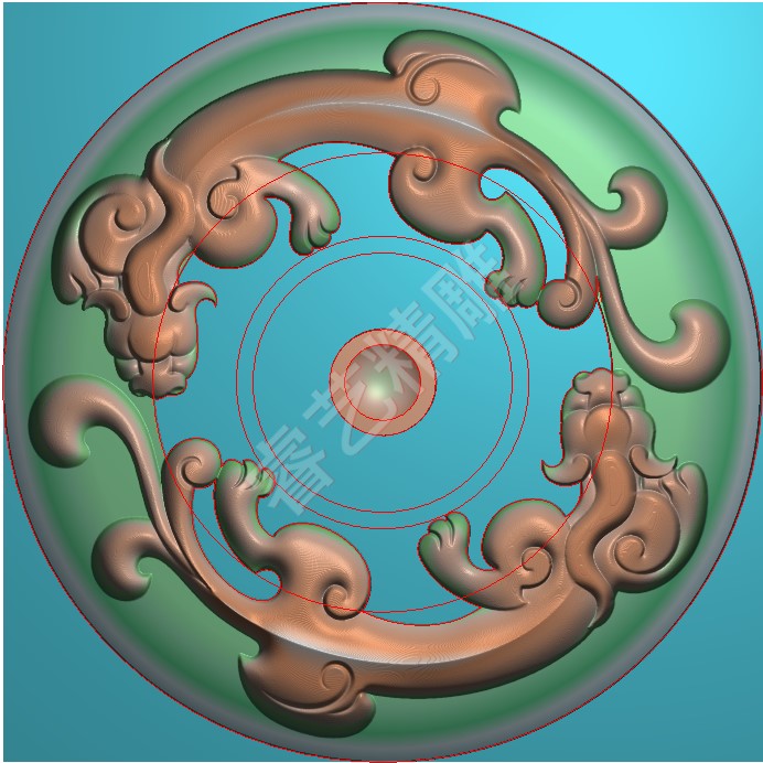 2只貔貅烟灰缸带线精雕图jdp灰度图bmpY4