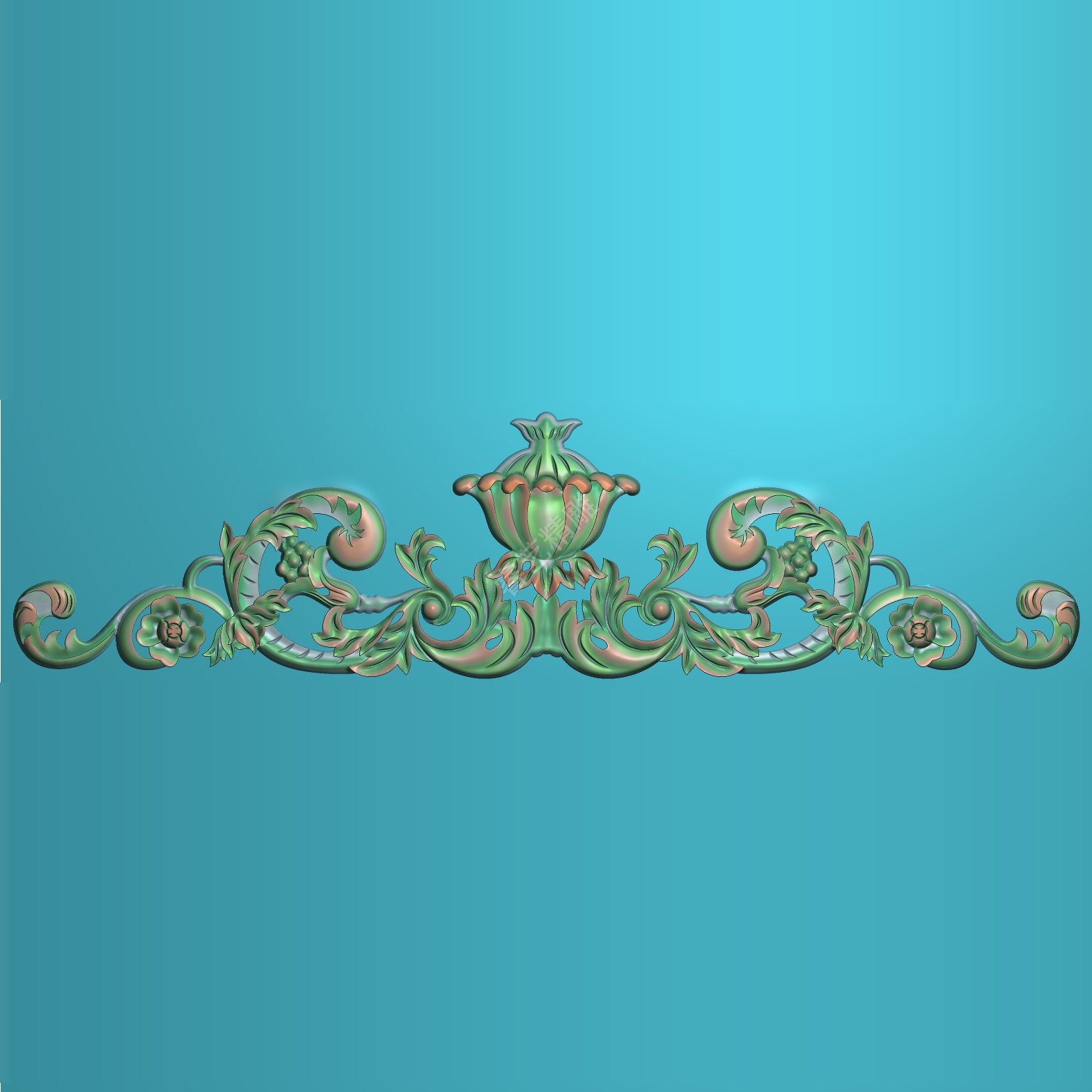 横向长条洋花预欧式洋花门头花三角花贴花精雕图灰度图素材096