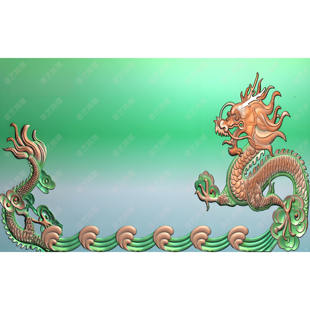 龙茶盘带线雕刻图茶盘茶台精雕图浮雕图JDP灰度图BMPCP19