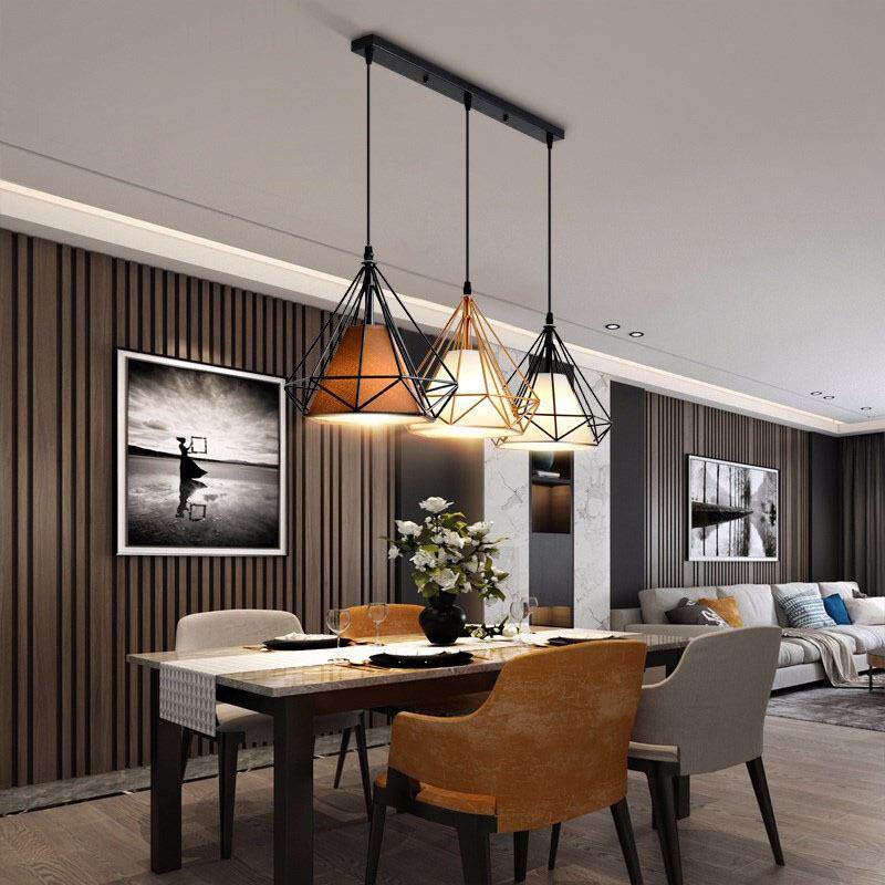 北欧餐厅吊灯三头现代简约卧室书房灯个性钻石吊灯吧台服装店吊灯