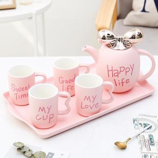 新婚乔迁礼物 可爱少女心陶瓷水具茶具客厅水杯咖啡杯家用杯子套装