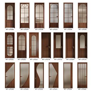 木以木作铝合金极窄胡桃木覆古老钢窗门法式化妆室厕所浴室玻璃门