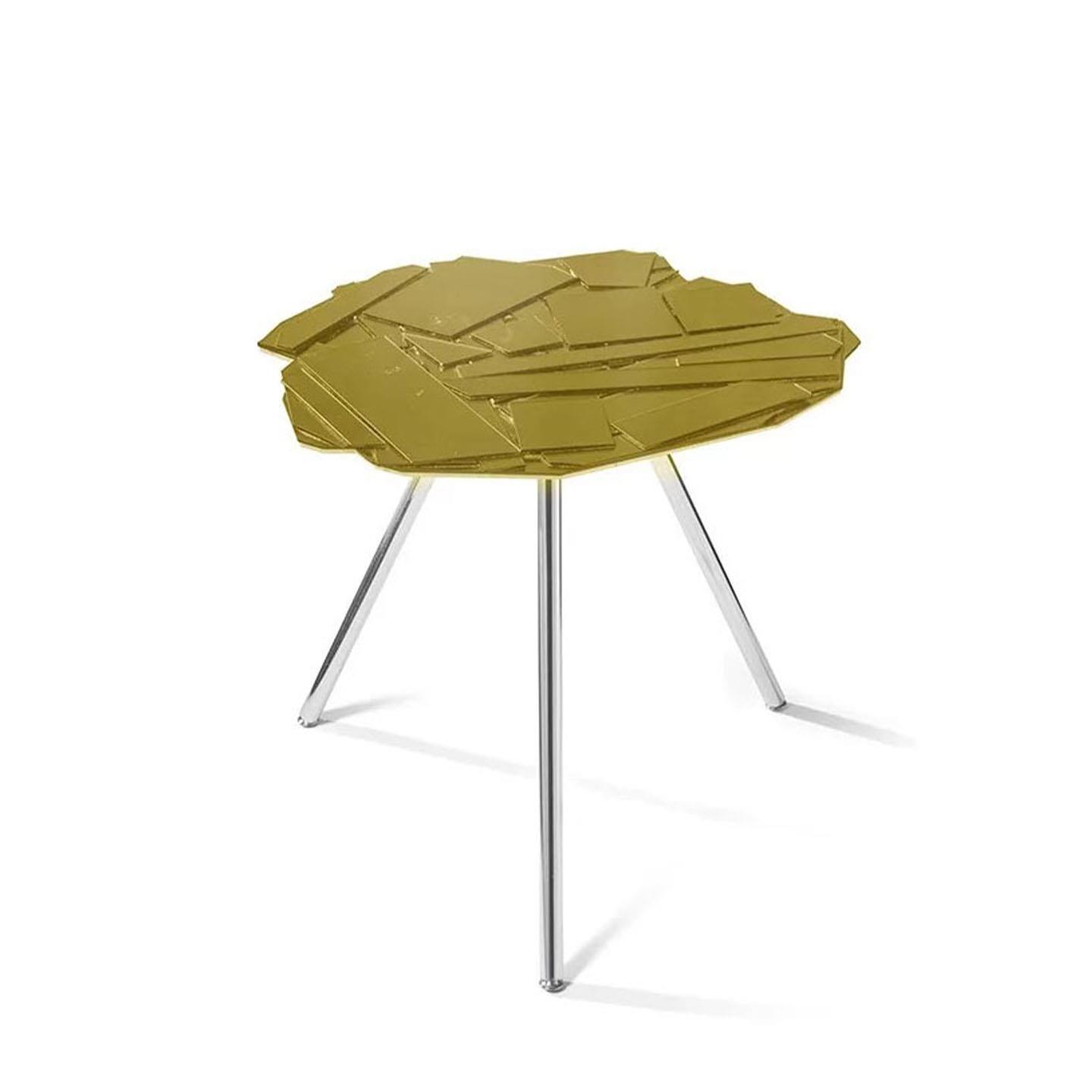 意式拼接玻璃茶几现代高级轻奢设计师款小户型客厅家用不锈钢边几