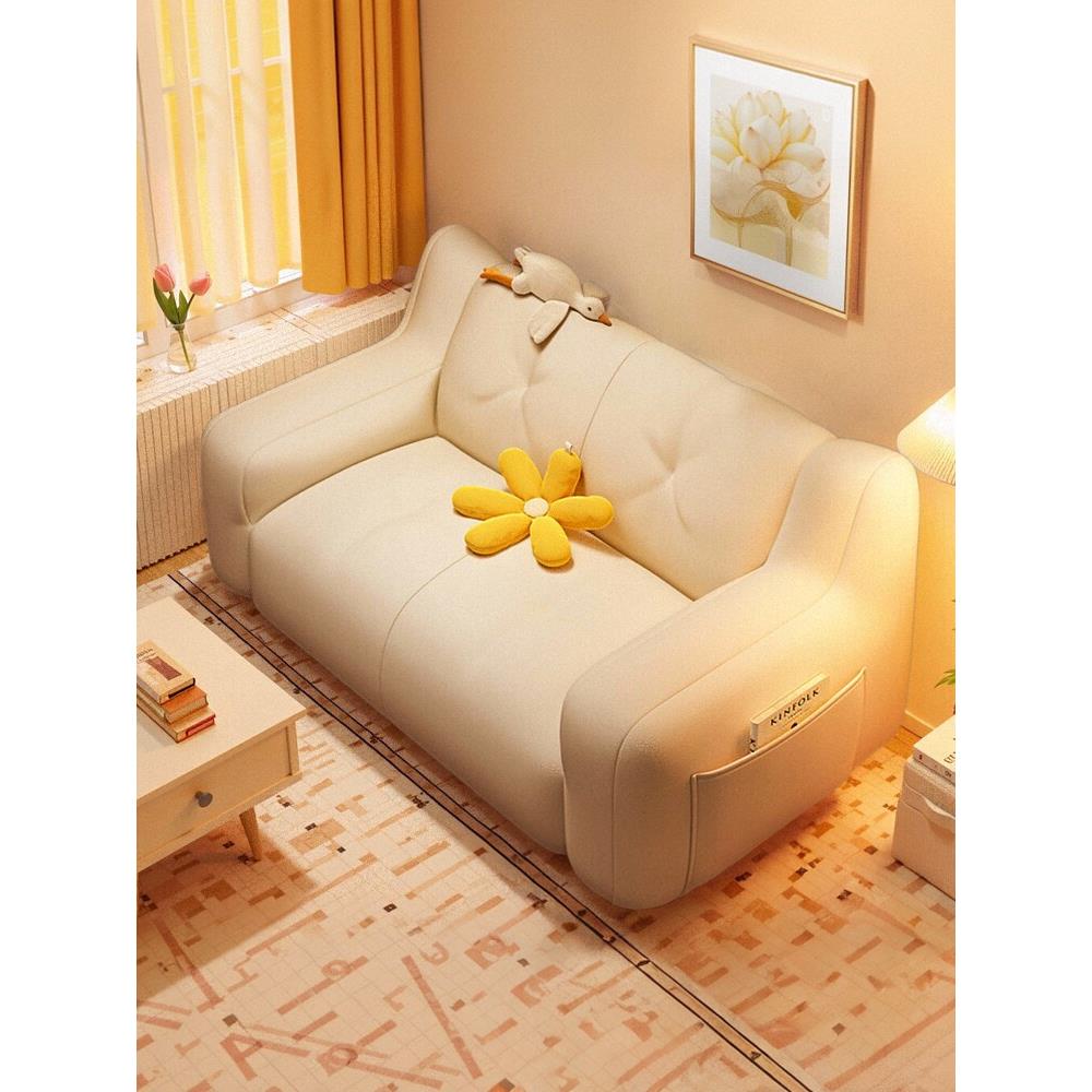 布艺沙发小户型可躺可睡单双人卧室出租房床边懒人小沙发靠背座椅