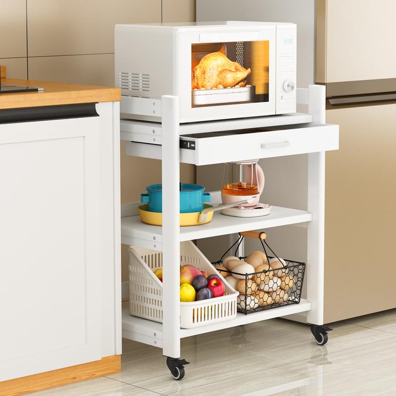 三层厨房置物架落地多层抽屉式多功能收纳微波炉烤箱家用置物架子