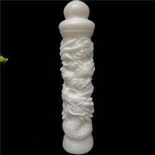 天然阿富汗白玉盘龙摆件客厅雕刻盘龙柱装 饰家居公司风水摆件