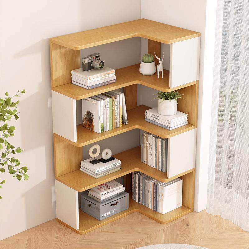 角落书架角落橱柜储物架落地式储物柜现代极简主义客厅卧室l形储