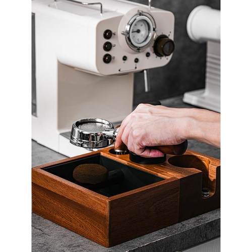 咖啡压粉座多功能实木压粉底座布粉器手柄收纳支架51/54/58mm通用