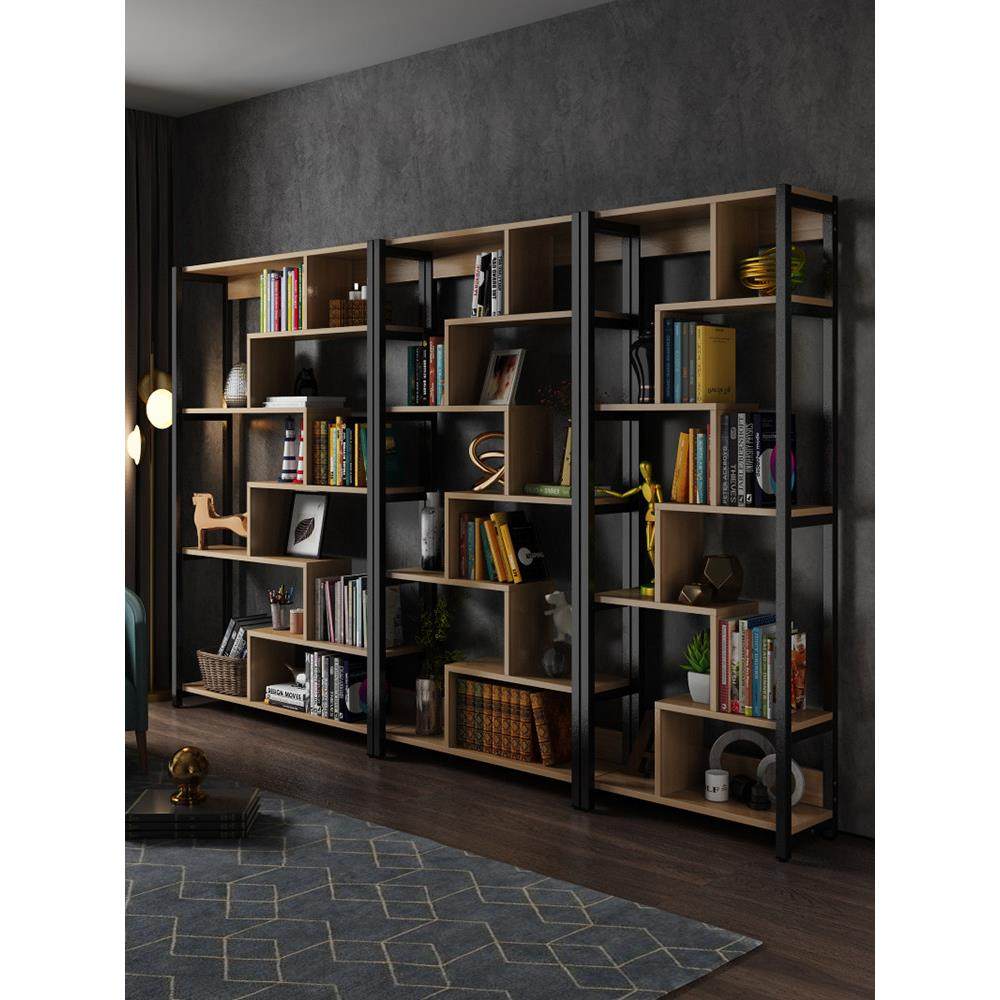 简约多层钢木落地书架置物架办公室隔断展示架儿童学生简易书柜,住宅家具,书架,淘宝优惠券,粉丝福利购,淘宝优惠卷