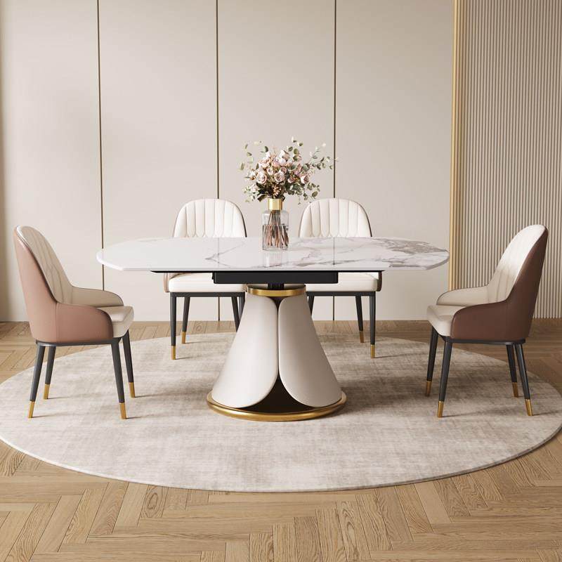 轻奢岩板旋转餐桌组合圆型现代简约家用意式客厅可伸缩带转盘桌子,住宅家具,岩板餐桌,淘宝优惠券,粉丝福利购,淘宝优惠卷