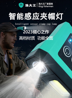 钓鱼头灯上饵灯LED充电感应夹帽灯防水防蚊亮户外应急灯超轻手电