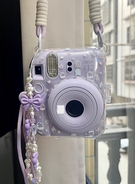 可爱拍立得mini12/11/迷你SE保护壳挂绳贴纸防摔相机保护套