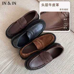 IN&IN老钱风【松弛褶皱乐福鞋】2026新款头层牛皮软底软面乐福鞋