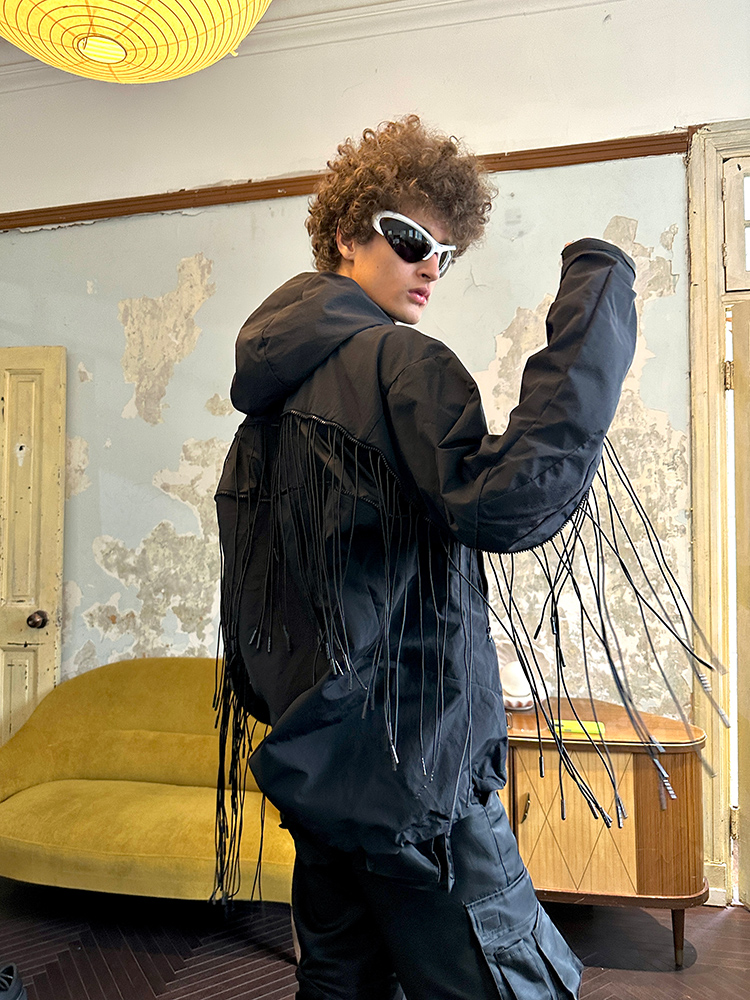 [DRKK]TRIANGLE PROJECT 23AW 高定系列 硬壳造型流苏拉链冲锋衣