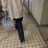 羊毛西裤 kiko 21SS 贴布纽扣垂感微喇叭宽松休闲黑色 DRKK cheko