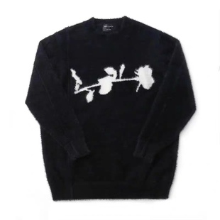 ［DRKK］RTIM暗黑系玫瑰花马海毛毛衣clean宽松不规则羊毛针织衫