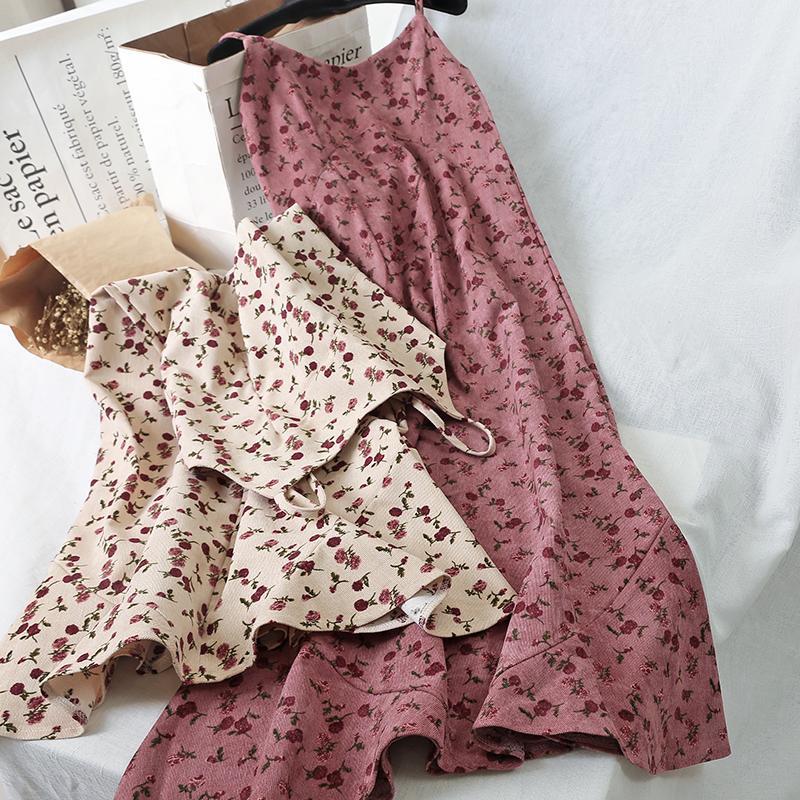 法式长款碎花连衣裙女春装裙子